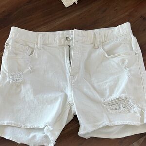 Classic White Distressed Jean Shorts